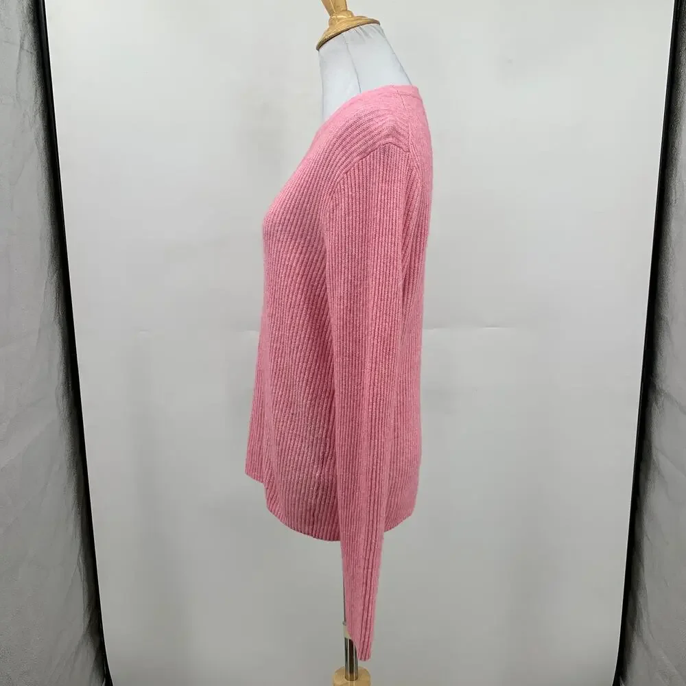 J Crew Sweater Womens L Large Bubble Gum Ribbed Crewneck Wool Blend Pullover